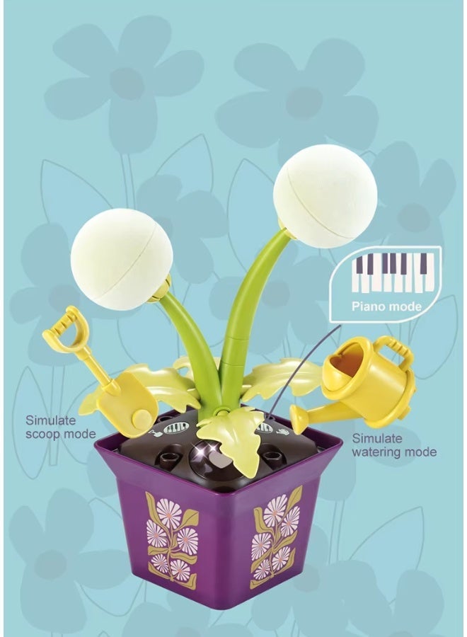 DAT Dandelion Interactive Musical Flower Pot Toy with Light & Sound, Piano Mode, Pretend Watering & Digging Accessories, Kids 3+ - Image 3